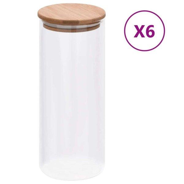 vidaXL 6 db üvegedény bambuszfedéllel 1000 ml