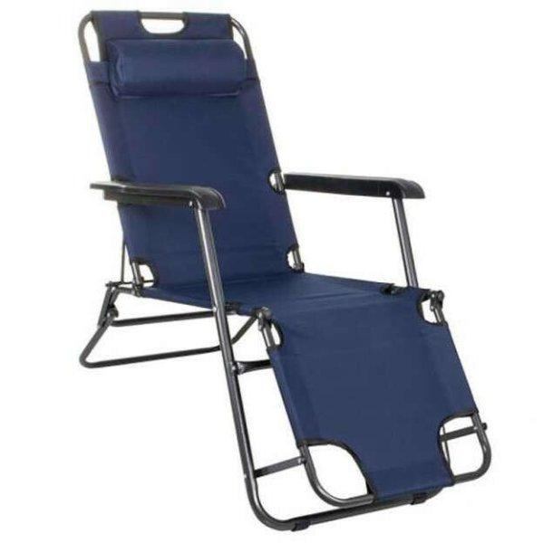 KIÁRUSÍTÁS! Összecsukható nyugágy, napozóágy, szék fejtámlával - Kék