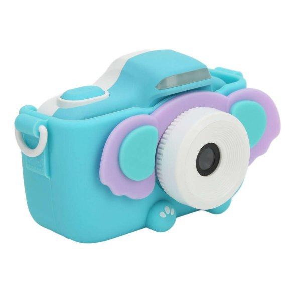 Gyerekkamera és fényképező, elefánt figura, Dual elől-hátul kamera,
szelfi funkcióval, 2” LCD kijelző, max.64GB MicroSD, kék