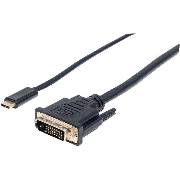 Manhattan 152457 video átalakító kábel 2 M USB C-típus DVI Fekete (152457)