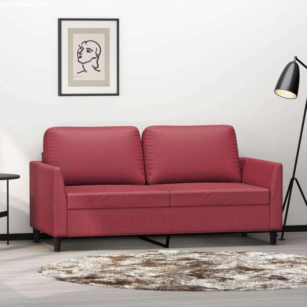 vidaXL 2 személyes bordó színű műbőr kanapé 140 cm