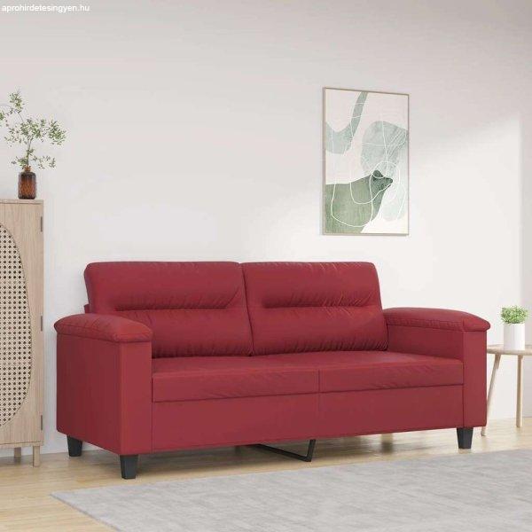 vidaXL 2 személyes bordó színű műbőr kanapé 140 cm