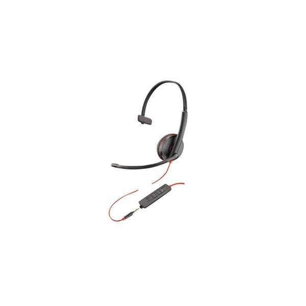 HP Poly Blackwire 3215 Vezetékes Mono Headset - Fekete/Piros (8X227AA)