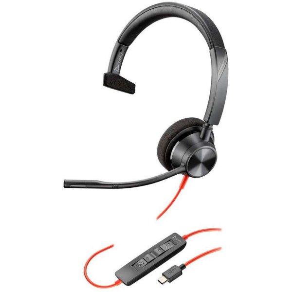 Poly Blackwire 3310 Monaural Microsoft Teams Certified USB-C Headset +USB-C/A
Adapter (212703-01) (8X216AA)