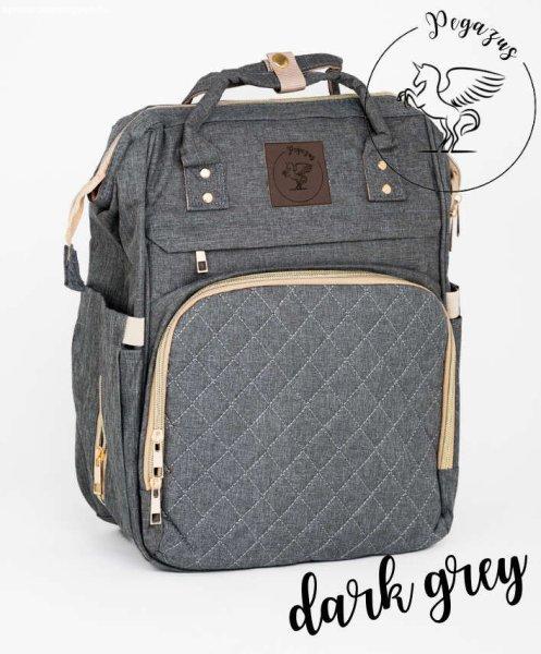 Pelenkázó hátizsák MOLLY – AJÁNDÉK táskatartóval - Dark grey/Sötét
szürke