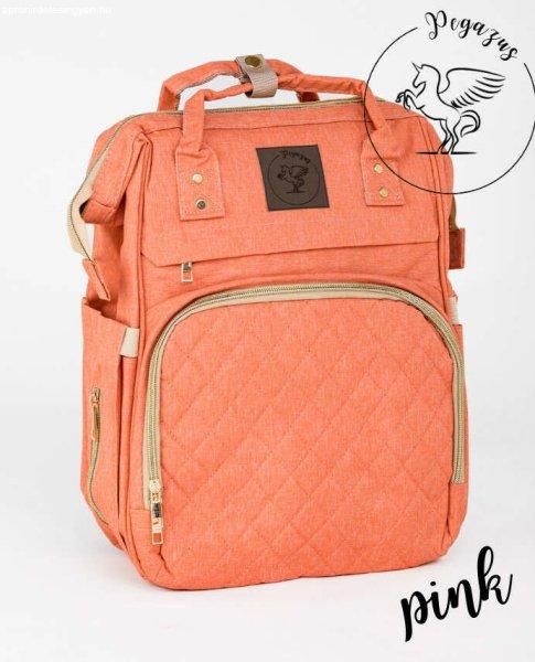 Pelenkázó hátizsák MOLLY – AJÁNDÉK táskatartóval - Pink/Rózsaszín