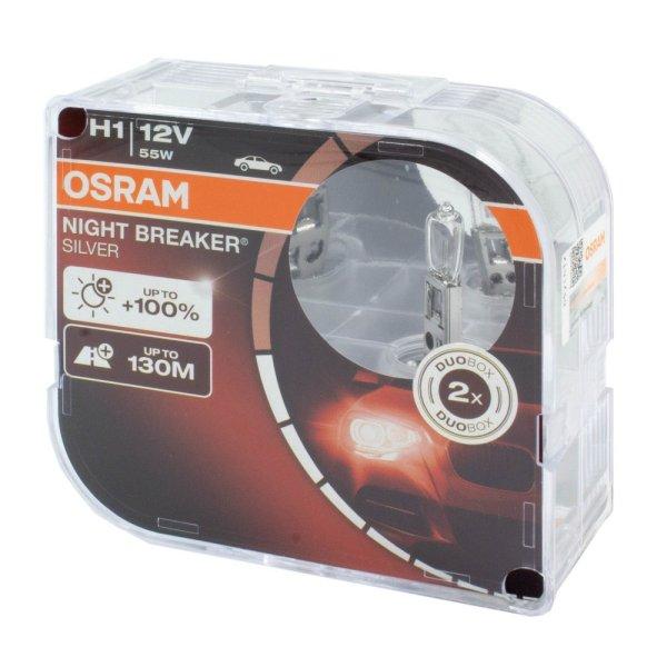 Osram Night Breaker Silver +100% izzó - H1 - P14,5t - 12V - 55W - Pár
