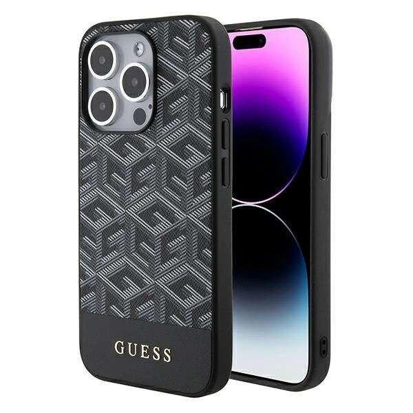 Guess GCube csíkos MagSafe tok iPhone 15 Pro Max - fekete