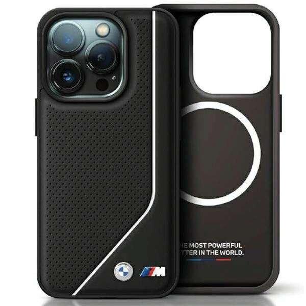 BMW Perforated Twisted Line MagSafe tok iPhone 15/14/13 - Fekete