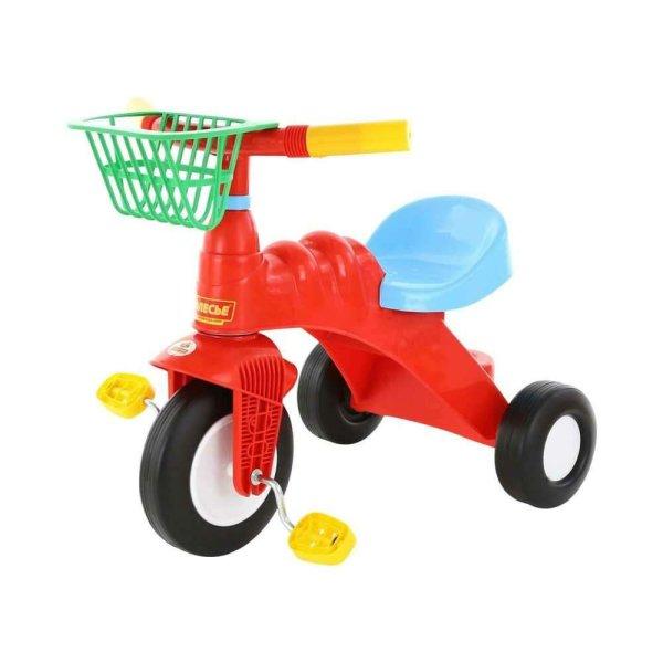 Tricikli pedálokkal és kosárral - Bambino, 57x42x49 cm, piros