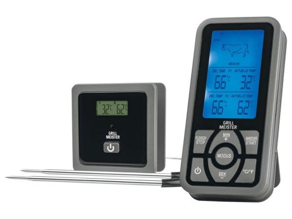 Grill Meister GFGT-433 B2 BBQ vezeték nélküli rádiófrekvenciás digitális
grillhőmérő övre csíptethető LCD kijelzővel